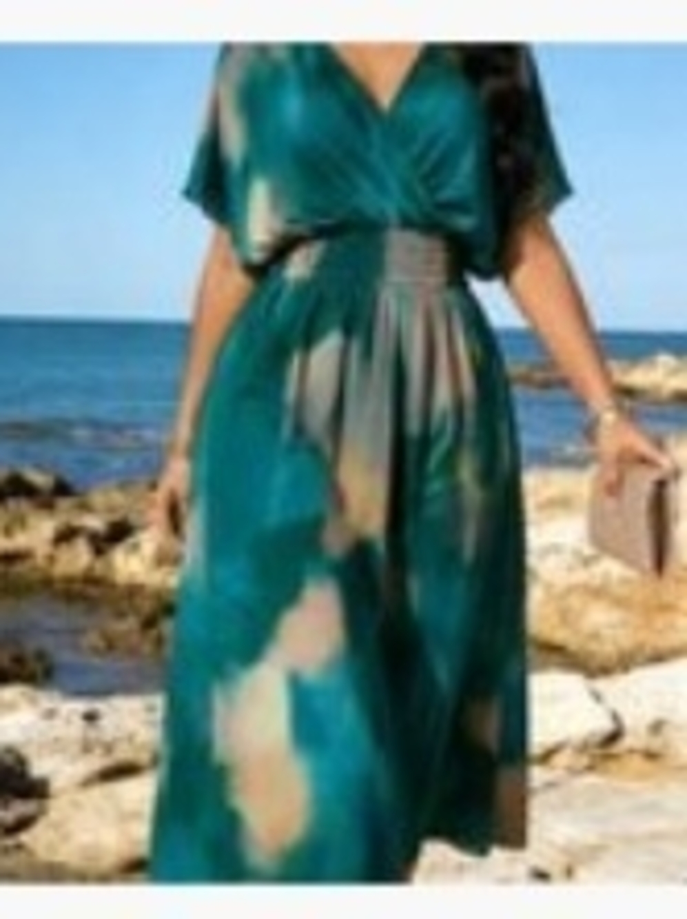 Teal Green V-Neck Sun Dress
